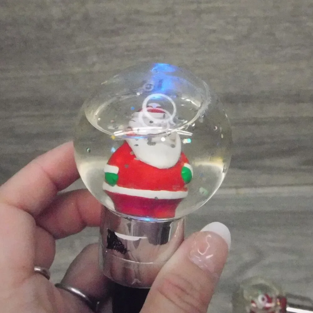 Christmas Santa Snow Globe Wine Bottle Topper Cork Savers Lighted Holiday Party